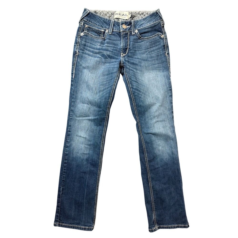 Ariat Jeans Womens 27S REAL Denim Blue Straight Leg Mid Rise Stretch 1106